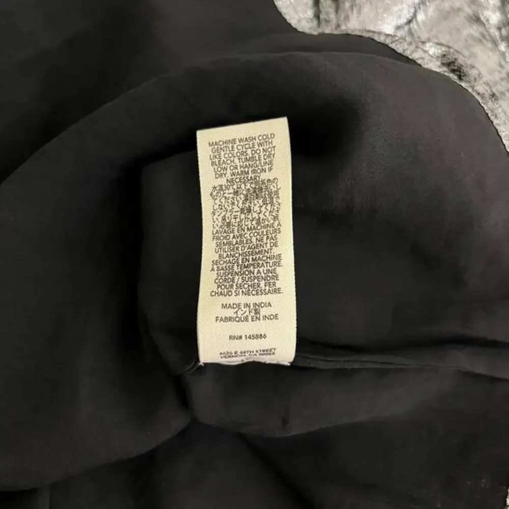 Metallic Silver Velvet Blouse - Women’s Long Sleeve Gathered Neck - Picture 7 of 7